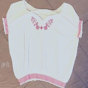 White Blouse with Pink Trim L(10-12)